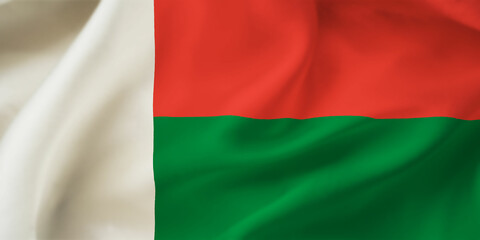 Madagascar waving flag background.3D illustration of Madagascar flag