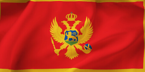 Montenegro waving flag background.3D illustration of Montenegro flag