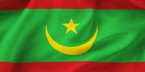 Obraz premium Mauritania waving flag background.3D illustration of Mauritanian flag