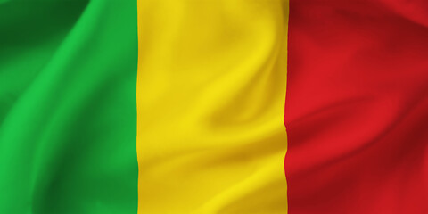 Mali waving flag background.3D illustration of Mali flag