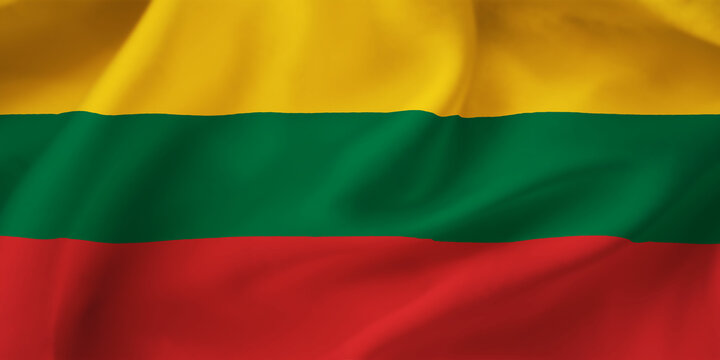 Lithuania waving flag background.3D illustration of Lithuanian flag