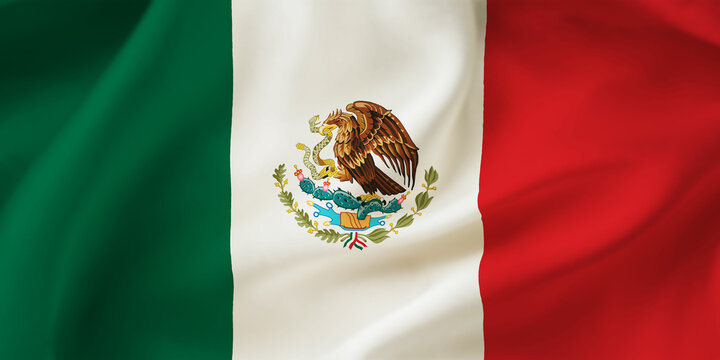 Mexico waving flag background.3D illustration of Mexican flag
