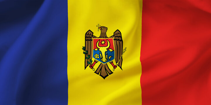 Moldova waving flag background.3D illustration of Moldovan flag