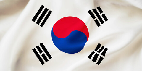 South Korea waving flag background.3D illustration of South Korean flag