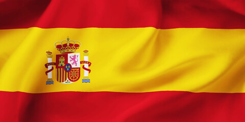Spain waving flag background.3D illustration of Spanish flag