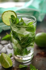 Classic Mojito Cocktail In Cozy Bar Setting