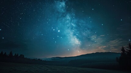 Fototapeta premium Beautiful starry night sky with a large milky way landscape