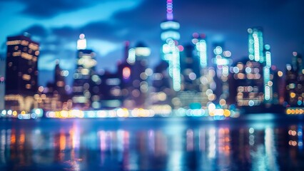 Bokeh light with a city background at night that is blurred