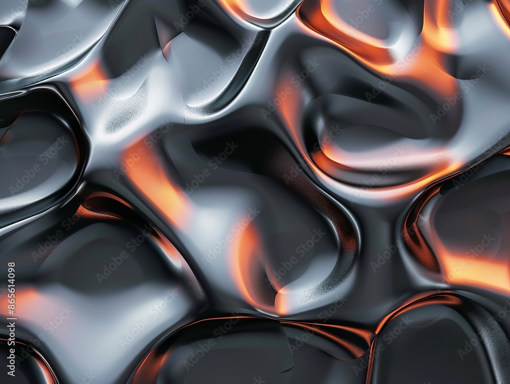Poster this abstract image of a metallic texture with orange reflections creates a compelling background or