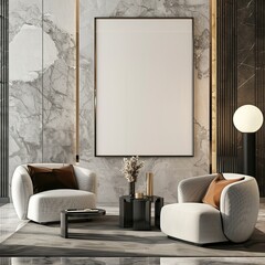 Showcasing an elegant living room, the marble wall acts as an abstract background perfect for a wallpaper best-seller