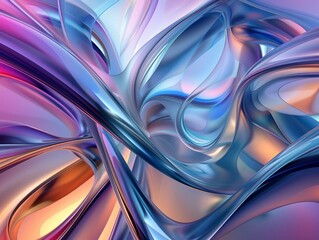 Naklejka premium An image with metallic flowing shapes creating an abstract, background, and wallpaper; a potential best-seller