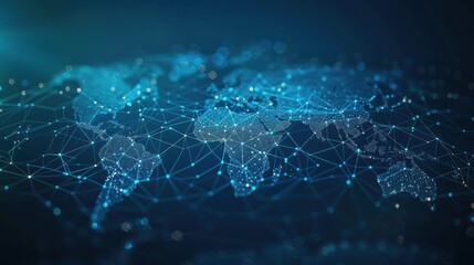 Obraz premium Abstract colorful virtual globe connection with a blue background