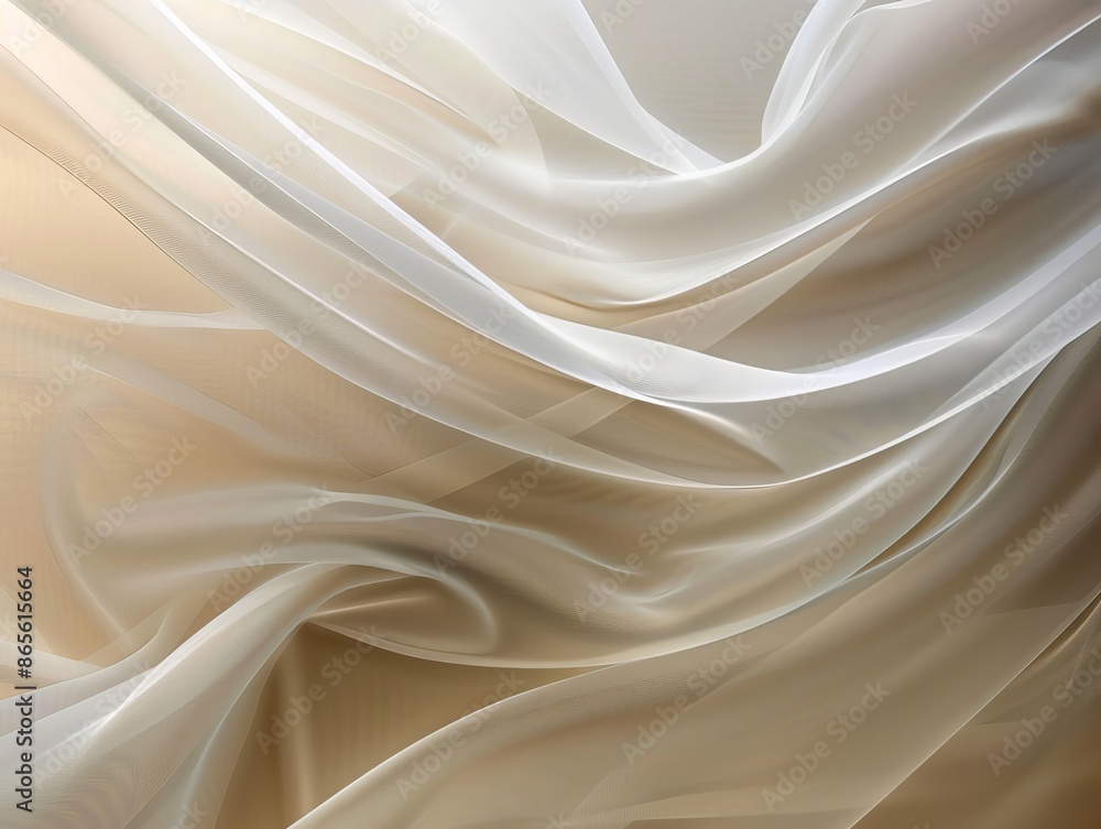 Poster an abstract image showcasing waves of flowing fabric, perfect as a soft and luxurious background or 