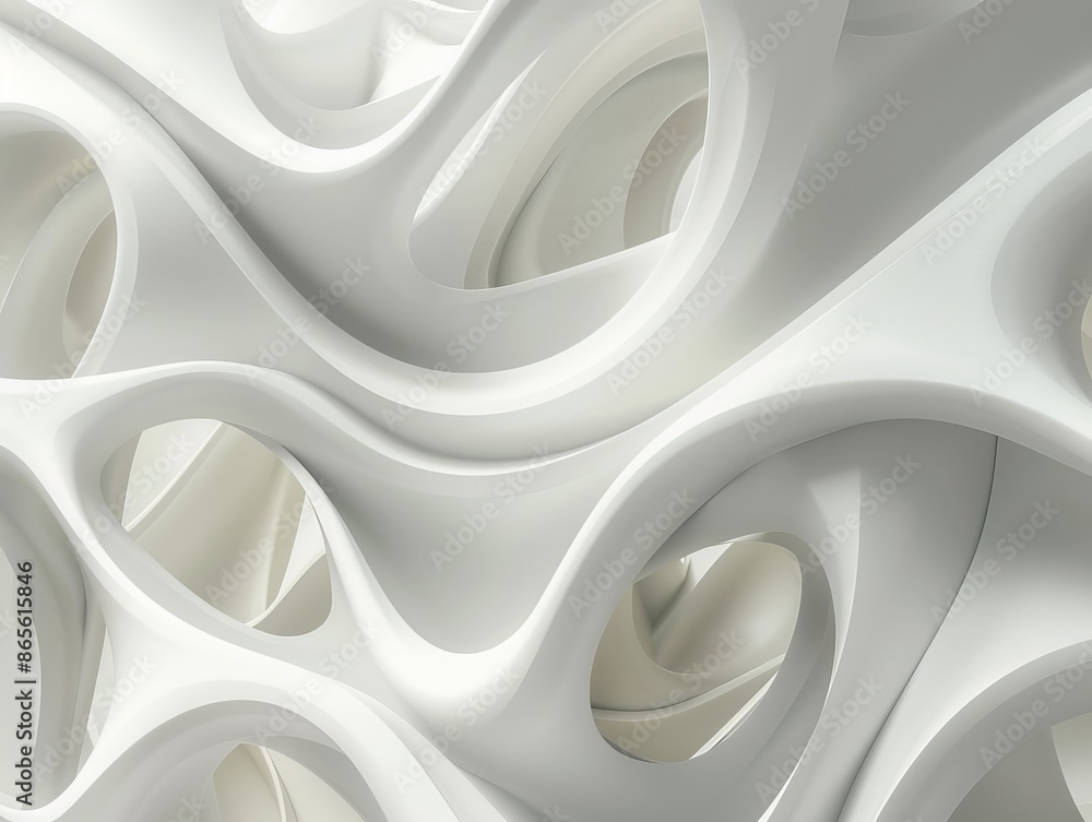 Poster the image presents a white 3d wave pattern with an abstract quality that could serve as an ideal wal