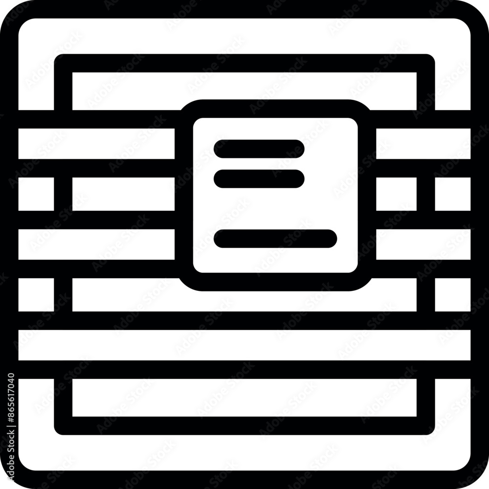 Poster line art icon of a data center server room with network connection