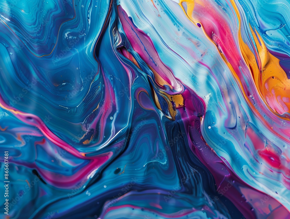 Poster a dynamic and captivating swirl of blue and red paint creating an abstract background, ideal for vib