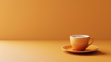 Obraz premium Cup of hot espresso on a vividly colored tabletop.