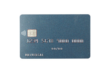 plastic card, credit card, with chip, isolated from background