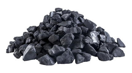 Pile of Black Coal Isolated on White Background | Isolated on Transparent & White Background | PNG File with Transparency