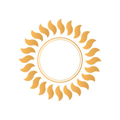 Vector golden sun circular laurel. Golden laurel wreath silhouette. Trophy crest. Greek gold branch award, winner round emblem