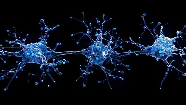 Fluorescent animation of oligodendrocyte precursors OPCs in the developing brain indicating their essential role in early brain development.