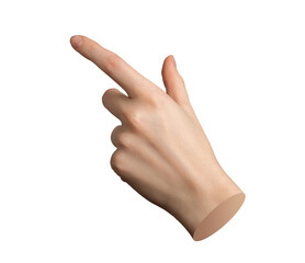 Finger pointing gesture. Index finger indicating, choose this choice. Hand sign, close up, isolated...