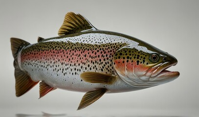 trout fish side view, white background