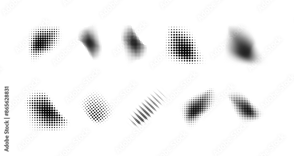 Wall mural dotted halftone waves. abstract shapes, wave effect dotted gradient. halftone graphic dots waves. wa