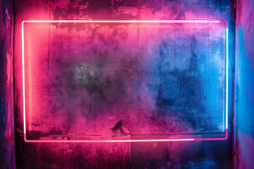 Bright Neon Wall with White Frame