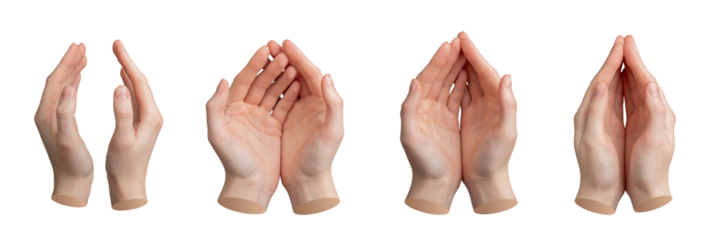 Hand gesture, care and protect sign set. isolated on white background., transparent PNG cutout