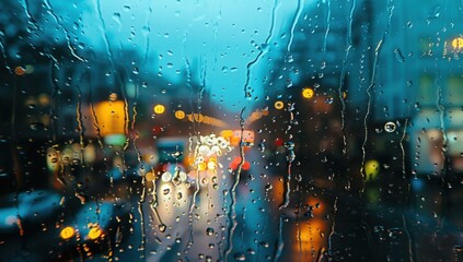 A view of a city street lit up by the headlights from cars. AI.