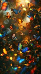 A bunch of butterflies are flying around in the air. AI.