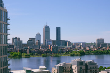 aerial view of Boston city back bay skyline