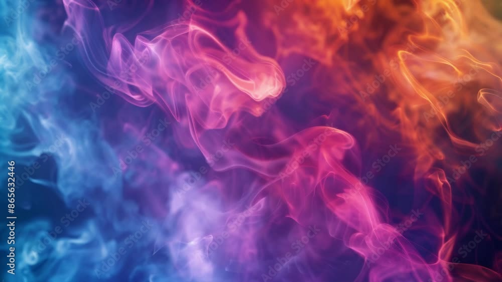 Poster mesmerizing patterns and shapes form from the colorful smoke silhouettes in this footage.