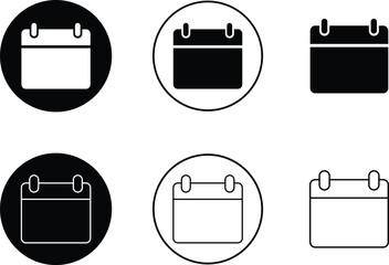 Calendar icons set. Containing date, schedule, month, week, appointment, agenda, organization and event symbol flat line vector collection isolated on transparent background for graphic and web design