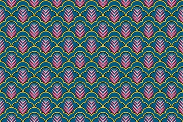 Abstract tropical background. Floral seamless pattern in flat modern manner. Hand drawn isolated rounded shapes. Cut out flower silhouettes. Outline sketch drawing. Good for fashion, textile, fabric.