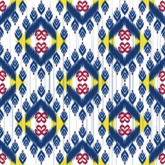 Ikat handmade seamless wallpaper. Ethnic Ikat abstract background art. llustration for greeting cards, printing and other design project.