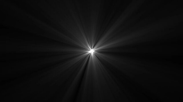 Shining star and light rays motion graphics on black chroma key alpha channel background