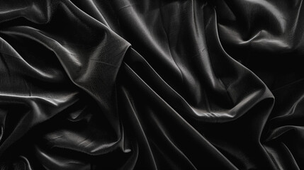 Obraz premium Black Satin Fabric Texture with Folds
