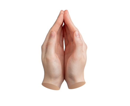 Hand gesture, saving and protecting female sign. isolated on white background., transparent PNG cutout