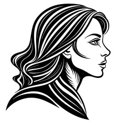 woman with hair logo icon vector illustration.