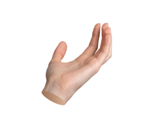 Hand holding, taking up gesture, sign. isolated on white background., transparent PNG cutout