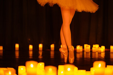 balerina dancing on stage with lots of candles © Ruslan