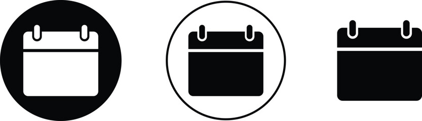 Calendar icons set. Containing date, schedule, month, week, appointment, agenda, organization and event symbol flat line vector collection isolated on transparent background for graphic and web design