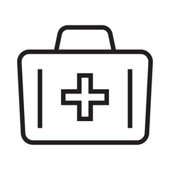 First aid box icon, medical briefcase icon.