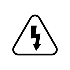 High voltage icon. Warning electricity symbol. Alert, hazard and danger, caution electrical icon. Triangle with lightning sign.