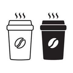 Hot coffee cup icon. Paper coffee cup icon isolated on white background.