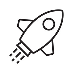 Rocket icon. Simple outline rocket sign. Rocket launched icon.