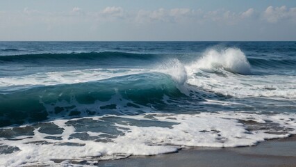 Fototapeta premium Gentle undulations of white and blue create a soft, calming effect, embodying the soothing rhythm of serene waves