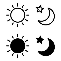 Sun moon icon illustration isolated vector sign symbol.